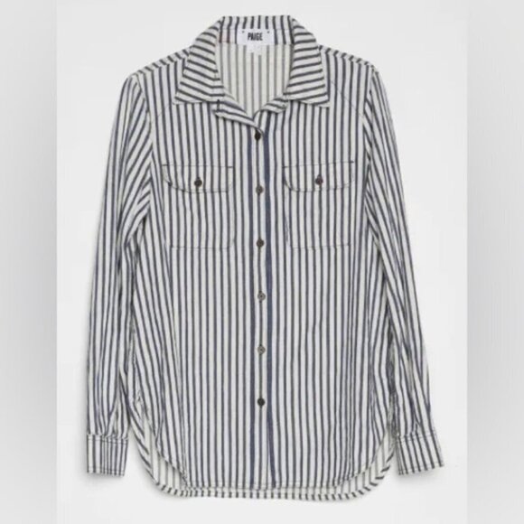 COPY Paige Striped Button Up Shirt Size Small - Picture 8 of 8